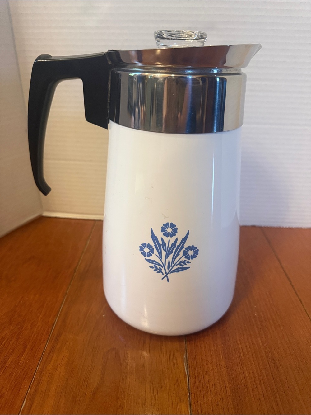 Vtg CorningWare Blue Cornflower 9 Cup Stovetop Percolator COMPLETE clean MCM